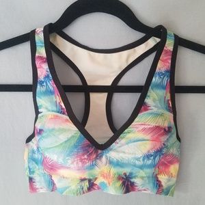 Rainbow Palm Push Up Sport Bra